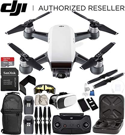 DJI Spark Portable Mini Drone Quadcopter (Alpine White) + DJI Spark Remote Controller EVERYTHING YOU NEED Essential Bundle