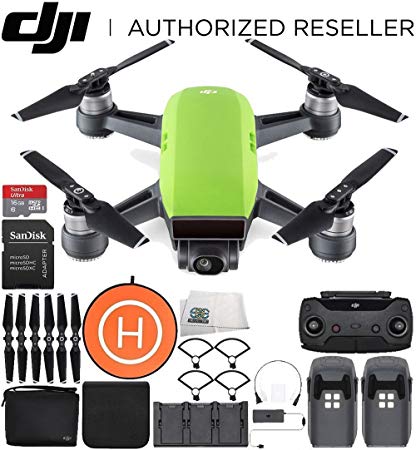 DJI Spark Portable Mini Drone Quadcopter Fly More Combo Landing Pad Bundle (Meadow Green)