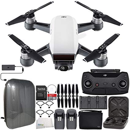 DJI Spark Portable Mini Drone Quadcopter Fly More Combo Hardshell Backpack Bundle (Alpine White)