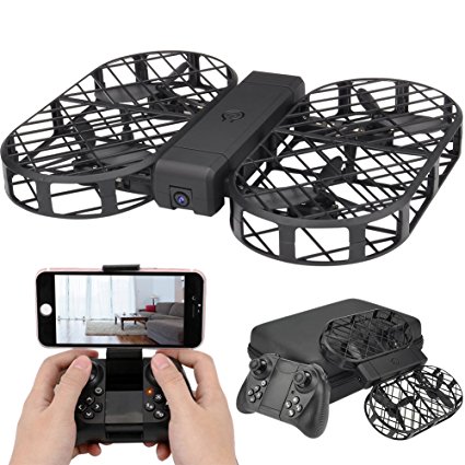 Kingtoys Foldable Drone, Dwi Dowellin D7 RC Drone with Camera, 480P 720P FPV WiFi Control 2.4G 4CH 6 Axis Gyro, Altitude Hold, Headless Mode Function ,with Black Box +2 pcs 3.7V 380mAh Lipo Battery