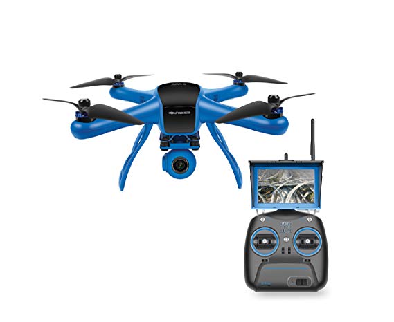 World Tech Toys Elite Raptor HD Gimbal Video Camera 2.4GHz 4.5 Channel RC Quadcopter, Blue/Black, 12.5 x 12.5 x 7.25