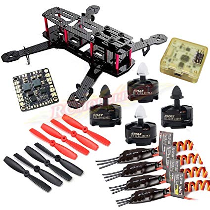 Hobbypower Carbon 250mm Quadcopter With MT2204 2300KV Motor + BLHeli 12A ESC + CC3D Flight Control Board + 5045 Props for QAV250 Mini FPV Drone